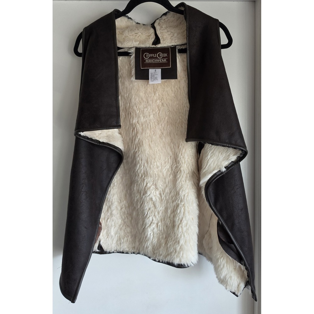 Cripple Creek Ranchwear Vest Women S Brown White Western Faux Suede Cowboy